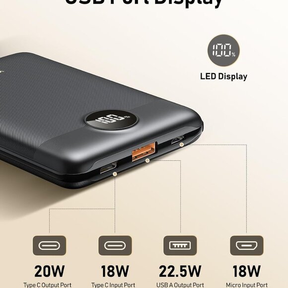 Small Portable Charger, Mini Power Bank 10000mAh, PD 22.5W Fast Charging USB-C B - Picture 3 of 7